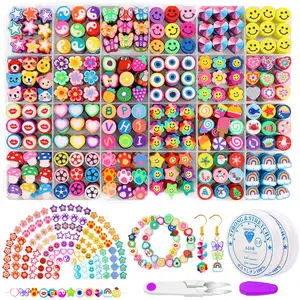 PAVA – breloques en argile 24 couleurs, fruits, Smiley, pour Bracelets, 480 pièces, perles en argile polymère pour la fabrication de bijoux, Kit de bricolage