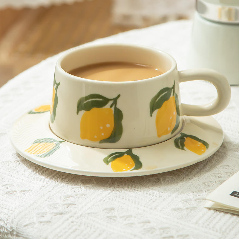 Lemon coffee cup and saucer