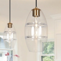 Suspension moderne en verre doré à 1 lumière pour îlot de cuisine et salle à manger