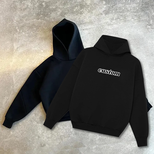 小型MOQ 50個黒クロップドジッパーアップ刺繍パーカーユニセックスフレンチテリーコットン特大スウェットシャツOEMワンストップウェア - Product Image 2