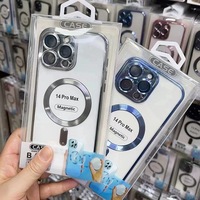 Coque de téléphone transparente de luxe personnalisée pour iPhone 16, coque de téléphone portable magnétique en PC transparent de Shenzhen avec film de protection d'objectif