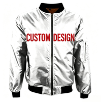 Blouson Bomber Personnalisé en Toile Imprimée Florale Automne Homme Femme Col Montant Chaud Coupe-Vent Décontracté Long Manteau Zippé à Fermeture Frontale