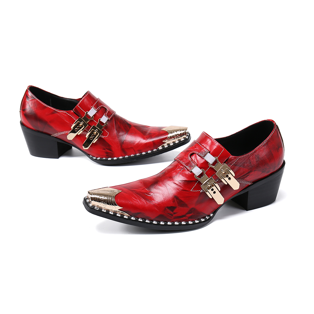 red and gold dress shoes Men's Handmade Genuine Leather Metal Toe Party / 9.5 These mens red dress shoes with tassel adornments are sure to turn heads wherever you go Men's Urban Pointy Metal Tip