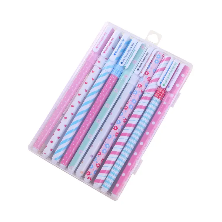Cute cartoon school student gel pens set stationery supplies with 10 color ink,10 pieces/box