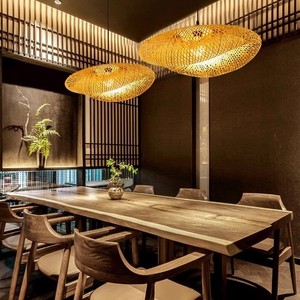 Fabriqué en Chine Restaurant Lanterne Bambou Art Lustre Creative Commercial Rotin Lampes LED Pendentif Lumière - Product Image 4