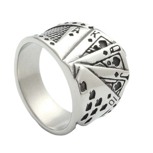 <b>Playing</b> <b>Card</b> Ring Stainless Steel Retro Punk Style Unisex Fashion Jewelry Gift - Product Image 1