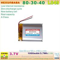 803040 3.7V 1000mAh 2 kabel baterai Li-Ion untuk Speaker MP3 L049