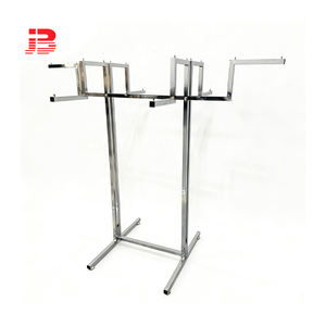 Espositore Metallico Quadrato per <span class=keywords><strong>Negozio</strong></span> di <span class=keywords><strong>Abbigliamento</strong></span> con 6 Bracci Dritti, Appendiabiti Cromato per Boutique - Product Image 3