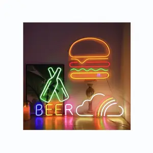 Neon light luminous characters custom led decoration barbecue background wall bar advertising signs