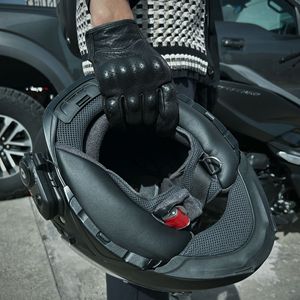 Găng tay đua xe máy ngoài trời Da thật Thiết bị bảo vệ toàn bộ bàn tay Phong cách cổ điển Vỏ cứng Chống gió Thoáng khí - Product Image 3