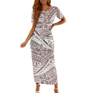 Abito Lungo con Gonna e Stampa, Set Puletasi da Donna, Vestito Bianco delle Isole, Taglie Forti, Puletasi Personalizzato, Abiti Samoa per Donne - Product Image 3