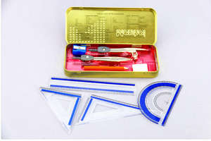 9pcs Alat Tulis Set Matematika Perlengkapan Sekolah Kotak Geometri Logam - Product Image 6