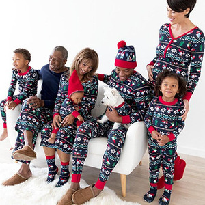 Ropa de Navidad estampada para <span class=keywords><strong>padres</strong></span> e hijos, Conjunto de pijama de 2 piezas a juego - Product Image 2
