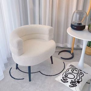 Cream Style Single Sofa Chair Living <b>Room</b> Lamb Wool 2025 New Leisure Chair Home Bedroom <b>Dressing</b> <b>Table</b> Makeup Chair - Product Image 6