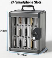 Glosen N2624 Casier de rangement pour smartphones en alliage d'argent à 24 positions avec entrée sécurisée à clé pour le stockage de téléphones en milieu institutionnel