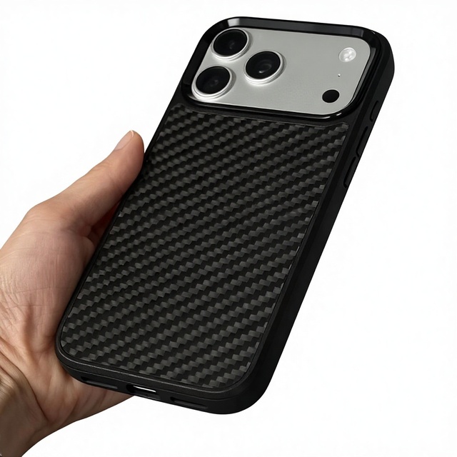 High-end Real Carbon Fiber Business Mobile Phone Case Metal Camera Ring Built-in Microfiber AI Button 360 Protection for