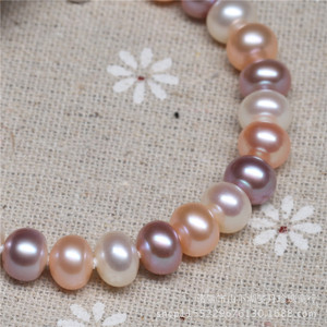 Zhuji Wholesale 7-8mm Flat Round Mixed Color Real <b>Freshwater</b> <b>Pearl</b> <b>Bracelet</b> Women's Jewelry Gift - Product Image 4