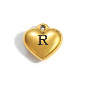 Colgante de corazón de acero inoxidable con letras del alfabeto para hacer collares, accesorios de joyería DIY, tamaño mediano, texto cóncavo impermeable - Product Image 5