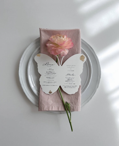 การ์ดเมนูผีเสื้อทำจากกระดาษผ้าฝ้ายสำหรับงานแต่งงานเจ้าสาว - Product Image 2