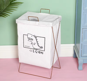 Foldable Laundry Basket 40L Fabric Storage <b>Hamper</b> with Metal X Frame Lid Laundry Room Bathroom Organizer Grey Vietnam - Product Image 5