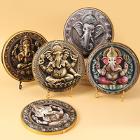 Plaque murale en résine représentant des divinités hindoues avec support en plastique, Ganesha, Lakshmi, Shiva, Hanuman, Saraswati, affichage religieux circulaire 3D, OEM