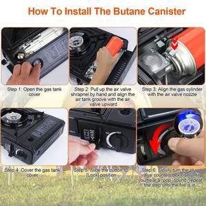 Réchaud de camping portable DB léger 3300W à double combustible avec allumage piézoélectrique automatique pour réservoir unique, modèle D0100XTYLHU - Product Image 2