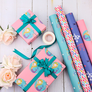 Rollo de papel de regalo de embalaje personalizado de lujo de 43*300cm de papel tisú de arte marino de cumpleaños de 80g al por mayor - Product Image 4