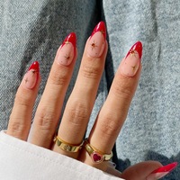 Arte de uñas 24 unids/caja Abs Color rojo ataúd francés diseños uñas de dedo uñas artificiales acrílico Prensa en uñas de alta calidad