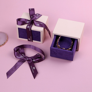 Boyang High Quality Ring Bracelet <b>Gift</b> Packaging Leather Sliding Jewelry Drawer <b>Box</b> with Ribbon - Product Image 4
