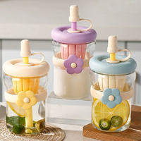 Enfants Mignon Cadeau En Plein Air Gourdes Pour Enfants Logo Personnalisé Tasse En Verre Enfants Bouteille D'eau En Verre avec Manchon De Fleur et Infuseur
