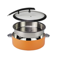 Hochwertige 304 Edelstahl Chafing Dishes, Heiztopf, Speisenwärmer, Roségoldener Gehämmerter Buffet-Ofen mit Glasdeckel