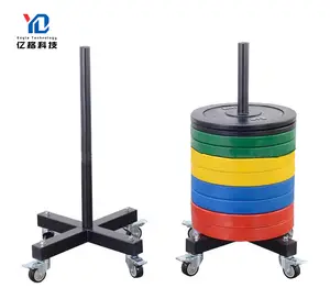 YG-GA216 china suporte de academia barbell móvel bumper placas rack/placa de peso prateleira com rodas