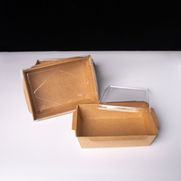 Op maat bedrukte milieuvriendelijke kraftpapieren lunchbox met matte laminatie, dubbele compartimenten, geschikt voor sushi, noedels en kauwgomverpakkingen