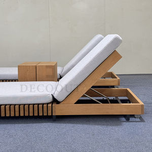 ديكوت في المخزون في الهواء الطلق خشب الساج إطار خشبي الشمس المتسكع واحد Sunbed مع وسادة - Product Image 2