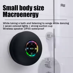 Haut-parleur sans fil étanche anti-chute pour salle de bain, mini haut-parleur sans fil à ventouse puissante pour cuisine, lecteur de musique portable LED pour extérieur - Product Image 5