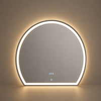 Nouveau Miroir de Salle de Bain Mural Rond Sans Cadre Tactile Intelligent LED IP44 Anti-Buée à Intensité Réglable pour Salon, Salle de Sport, Maison