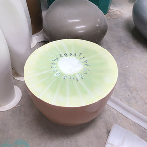 Banc de jardin en fibre de verre, sculpture de fruits, design kiwi, mobilier de parc moderne, durable, style contemporain, 2 places - Product Image 1