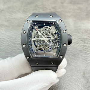 Luxury Hollow-out <b>Mechanical</b> <b>Watch</b>,Titanium Alloy Sturdy and Wear-resistant Case,Waterproof Rubber Strap Sports Men's Wristwatch - Product Image 1