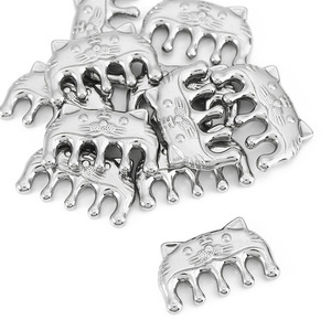 Peigne de massage du cuir chevelu à cinq dents en forme de chat mignon, accessoire bijou pendentif en acier inoxydable - Product Image 5