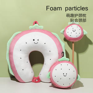 Oreiller de voyage en forme de U avec motif de fruits, coussin de soutien portable pour le cou, idéal pour la sieste en avion, avec masque pour les yeux et sac, design 2 en 1 - Product Image 5