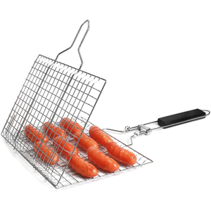 High Quality Portable Stainless Steel <b>BBQ</b> Grilling Basket Long Handle Metal Tool Set - Product Image 3