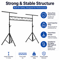 Système de treillis robuste pour éclairage DJ, support trépied métallique de 80 kg pour projecteurs PAR et têtes mobiles de scène