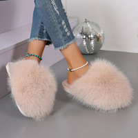 Vente en gros de nouveaux produits : Pantoufles en fourrure moelleuse à semelle en caoutchouc, doublure en peluche de haute qualité, vente en gros