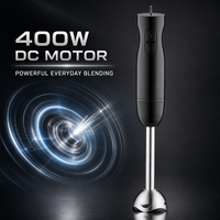 Mixeur Plongeant avec Moteur DC 400W, 2 Vitesses, Axe en Acier Inoxydable, Fouet, Hachoir et Bol en Option