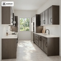 Meuble de cuisine Shaker en placage de bois avec portes encadrées, aménagement en galley, rangement par tiroirs, pour projets de maison et boîtes de rangement en MDF