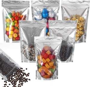 <b>Heavy</b> Duty Clear Front Plastic Zipper <b>Stand</b> Pouch <b>Bags</b> Aluminum Foil Back Moisture Proof Reclosable Feature Customizable Food - Product Image 1