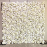 NINI Décoration murale de mariage en tissu blanc 5D/3D fait main, écologique, en soie artificielle, motif rose, pour toile de fond