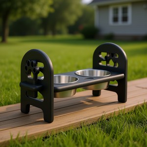 Tazón ajustable de acero inoxidable para mascotas con base duradera de HDPE para alimentación de agua de perros y gatos, uso en interiores y exteriores. - Product Image 2