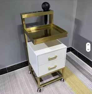 Carrito de Barbería Moderno de Alta Calidad, Metálico, Chapado en Oro, con Múltiples Cajones, Tamaño Personalizado - Product Image 4