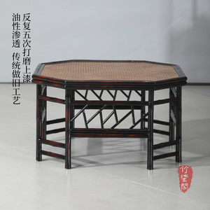 <b>Bamboo</b> Octagonal Tea <b>Table</b> Rattan Top Handmade Chinese Style Coffee <b>Table</b> - Product Image 4